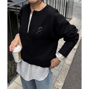 ニット セーター スウェットライクラウンドヘムニット レディース