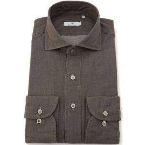 フォーマル シャツ 「CLASSICO TAPERED」「長袖」ワイドカラーワイシャツ/ブラウン×デニム メンズ