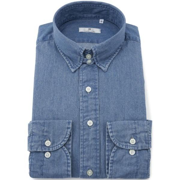 フォーマル シャツ 「CLASSICO TAPERED」「長袖」タブカラーワイシャツ/ブルー×デニム...