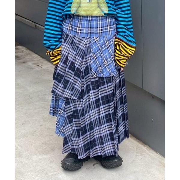 スカート OVERLAP CHECK PLEATS スカート