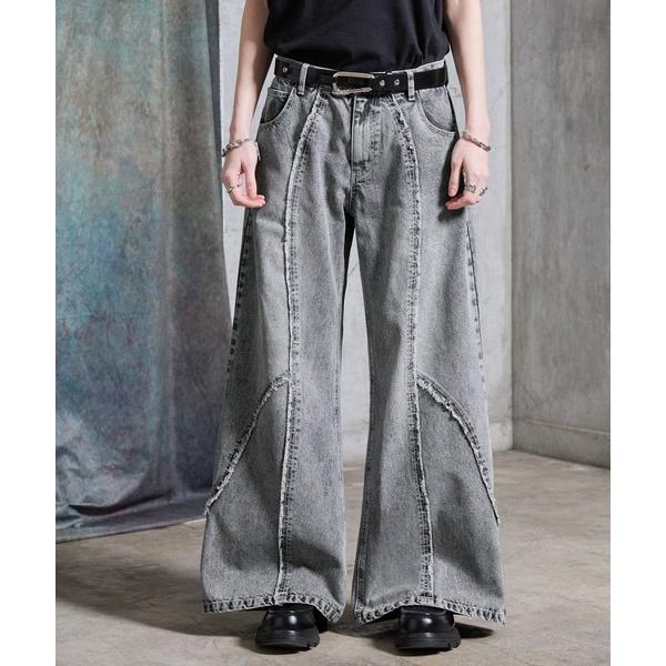 ワイドパンツ ジーンズ 「SERACE」Vintage design fringe zip wide...