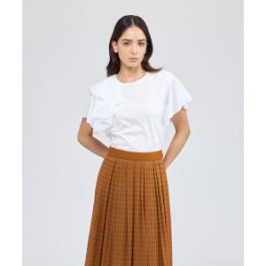 tシャツ 半袖 シアーラッフルジャージー デザインカットソー レディース
