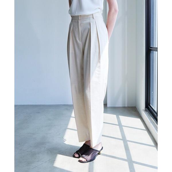 パンツ リネンブレンド テーパードパンツ レディース