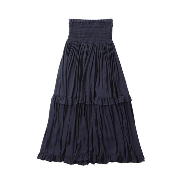 スカート shirring tiered gom long skirt(シャーリングティアードロング...