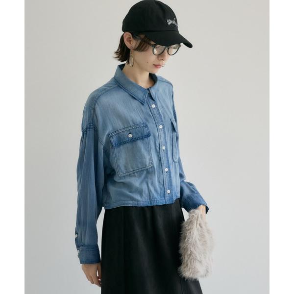 ブラウス シャツ Dignite Collier シアーデニムショートシャツ レディース