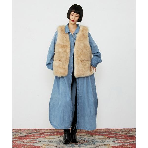 ブラウス シャツ Lee/リー デニムシャツワンピース シャツドレス ルーズシルエット レディース