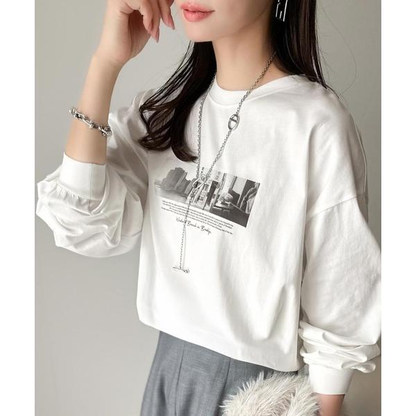 tシャツ 一枚でも、レイヤードでも。モードな雰囲気で魅せる綿100％モノクロフォトプリントロンT（長...