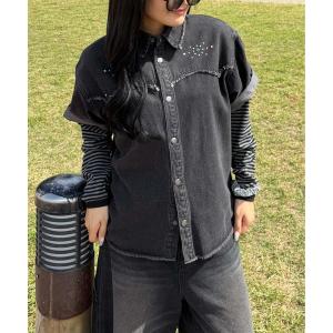 21ss デニム切替シャツ ブラウス シャツ 切り替えデニムシャツ レディース メンズ : ZOZOTOWN