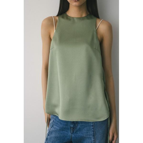 タンクトップ ノースリーブ サテンアメスリタンクトップ レディース