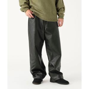 ワイドパンツ パンツ フェイクレザー ワイド パンツ メンズ