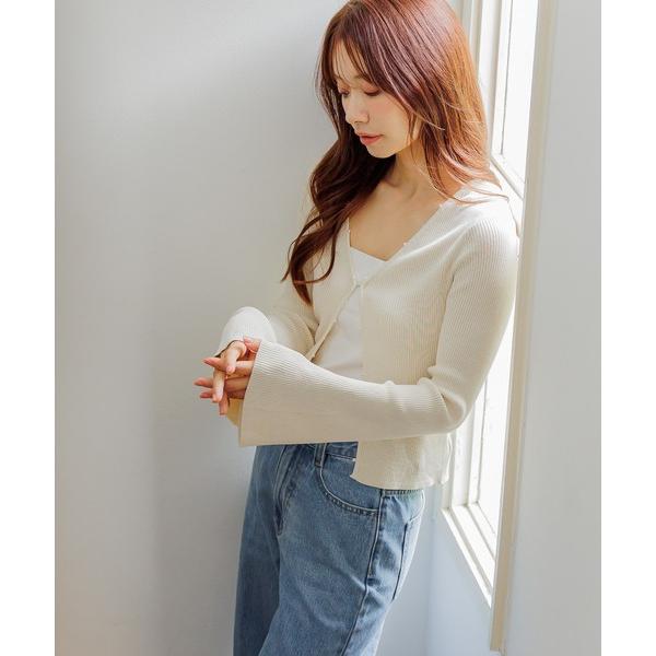 カーディガン プチパールショートカーディガン　587474 レディース