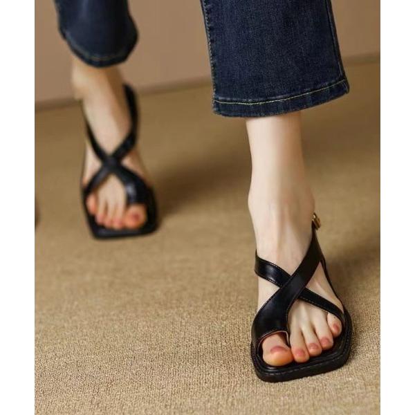 サンダル 上品なクロスベルトトングサンダル レディース