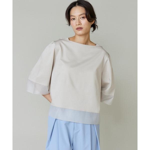 tシャツ 32Gスーピマポンチ シアー切替えプルオーバー レディース