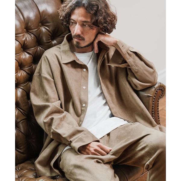 シャツ ms6176-Suede Ponte Fly Front Knit Shirt シャツ メン...