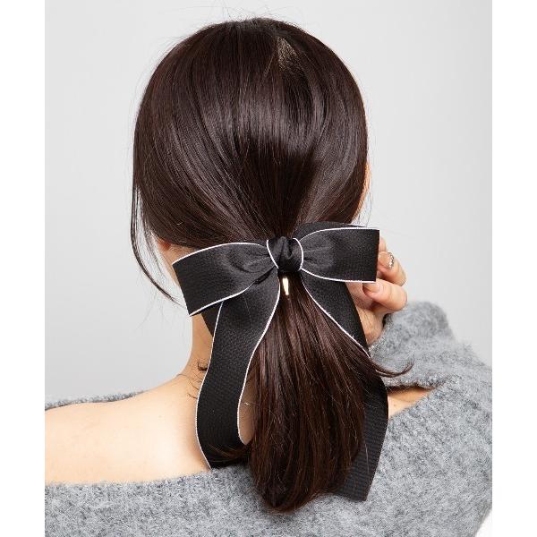 ヘアピン ビッグ 配色 リボン ヘア ポニーフック