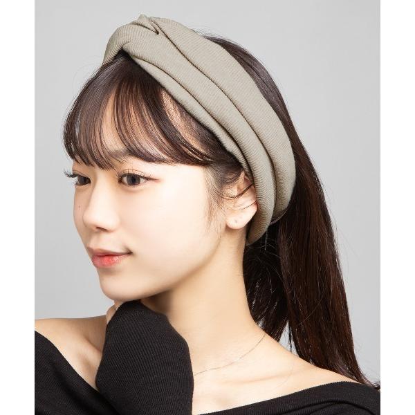ヘアバンド ワイド リブ クロスデザイン ヘアバンド ターバン