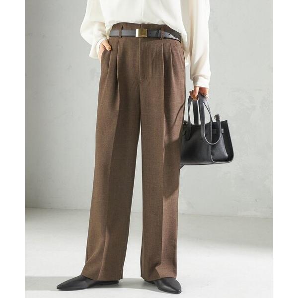 パンツ 「手洗い可能」TUMUGITO(R) シャーク ツイード タック パンツ レディース