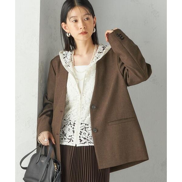 ジャケット ノーカラージャケット 「手洗い可能」TUMUGITO(R) シャーク ツイード カラーレ...