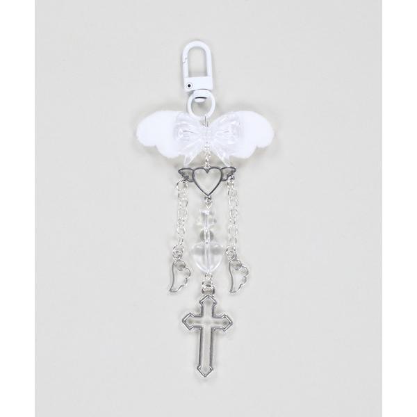 キーホルダー ビーズキーホルダー/ウイングクロス/羽根/ウィッシュコア