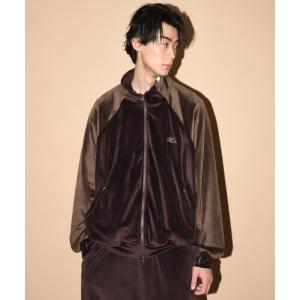 ブルゾン アウター ベロアコンビネーションブルゾンVelour Panel Stand-collar Blouson メンズ レディース