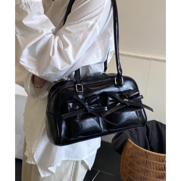 ボストンバッグ ダブルリボンポケットボストンバッグ レディース