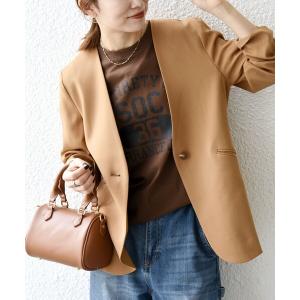 ジャケット ノーカラージャケット SHIPS any:「洗濯機可能」ウーステッド Vネック ノーカラー ジャケット レディース