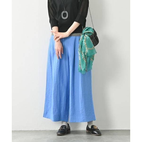 パンツ フレンチリネン混タックストレートパンツ｜リネン混｜タックパンツ｜落ち感｜きれいめ｜カジュアル...