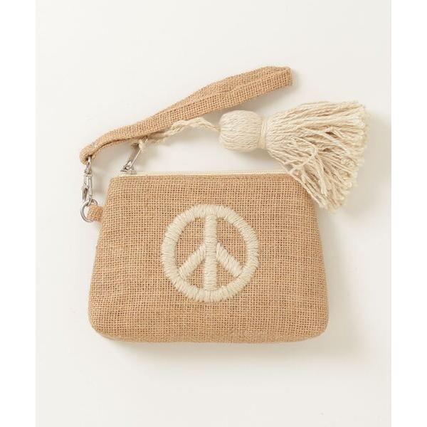 ポーチ 「Swaraj/スワラージ」PEACE刺繍・ジュートポーチ(手刺繍) レディース メンズ