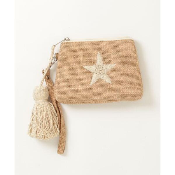 ポーチ 「Swaraj/スワラージ」両面手刺繍ジュートminiポーチ・スター レディース メンズ