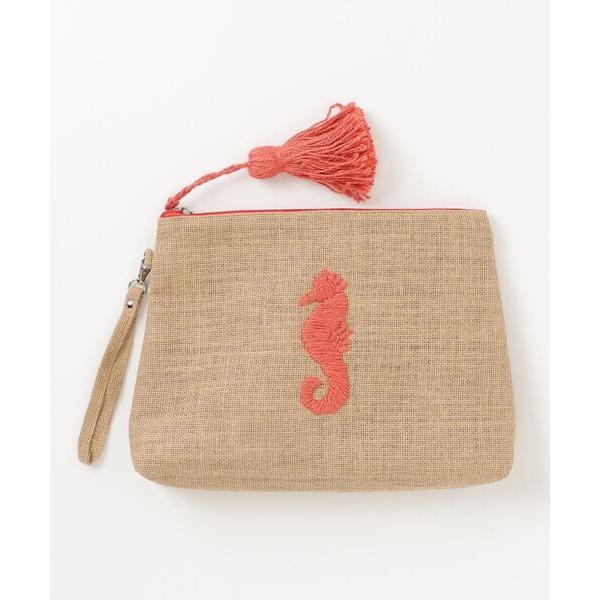 クラッチバッグ パーティーバッグ 「Swaraj/スワラージ」両面手刺繍ジュート (L) タツノオト...