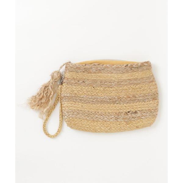 クラッチバッグ パーティーバッグ 「Swaraj/スワラージ」ボーダーZIPクラッチバッグ（手編み）...