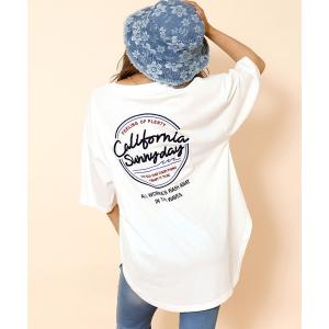 tシャツ サークルロゴ刺繍ビックTシャツ レディース