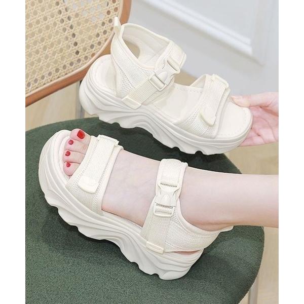 サンダル 厚底ウェーブソールスポーツサンダル / 韓国トレンド スポーティーカジュアル(CZ) レデ...