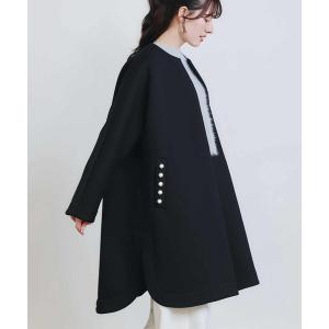 ノーカラーコート コート パールポケットコート レディース