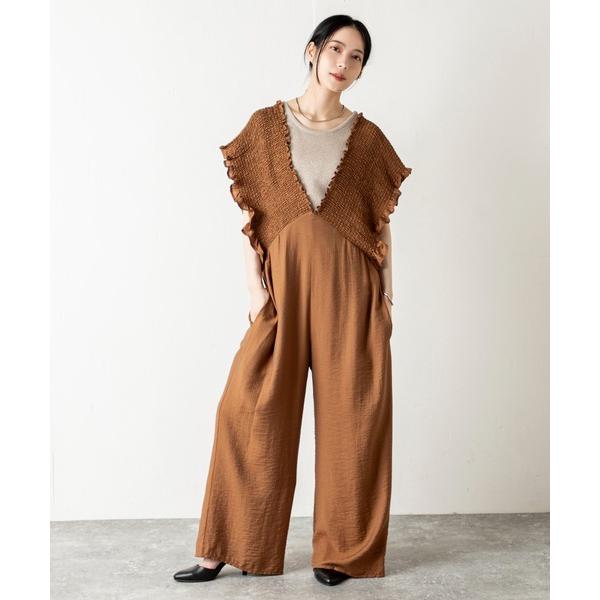 オールインワン “シャーリング×楊柳素材” 着るだけで完成する主役感！風をまとう軽やかさ。ゆるシルエ...