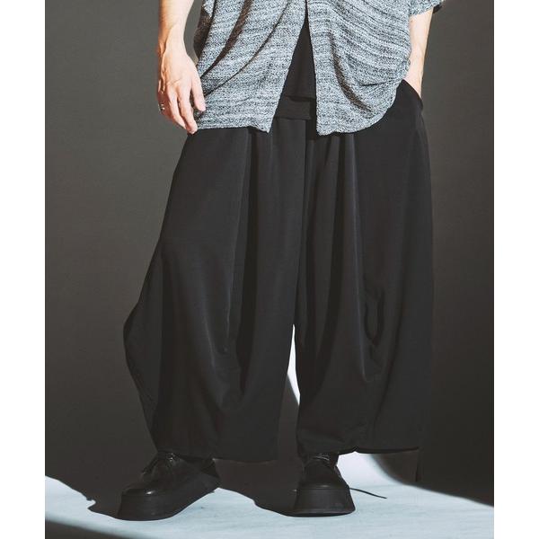 ワイドパンツ スラックス 「NO ID.」Squid Gather Baggy Trousers /...