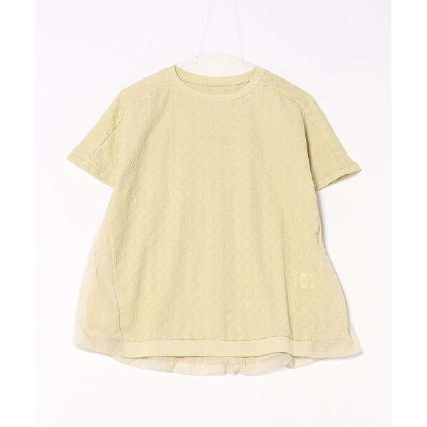 tシャツ ジャカード素材チュール重ねプルオーバー レディース