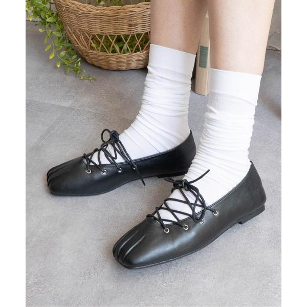 バレエシューズ パンプス スクエアーレースアップバレーシューズ