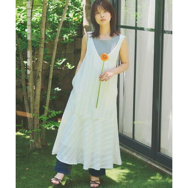 ワンピース ストライプリボンショルダーワンピース 「低身長・小柄女性」