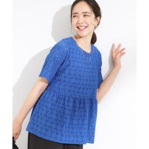 tシャツ 半袖 「S-LL」インせず決まる レースペプラムトップス レディース