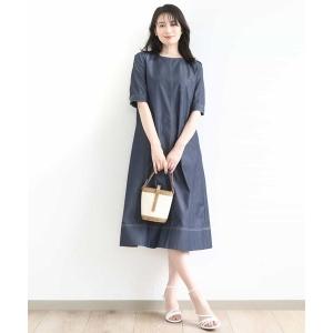 ワンピース　こけっきー OFUON ワンピース 配色ステッチデニムライクワンピース/UVカット