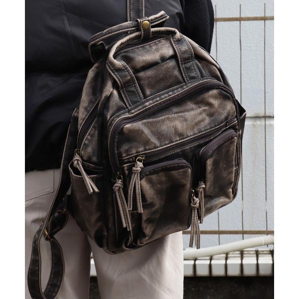 デイバック リュック エイジング加工 PUレザーリュックサック メンズ レディース