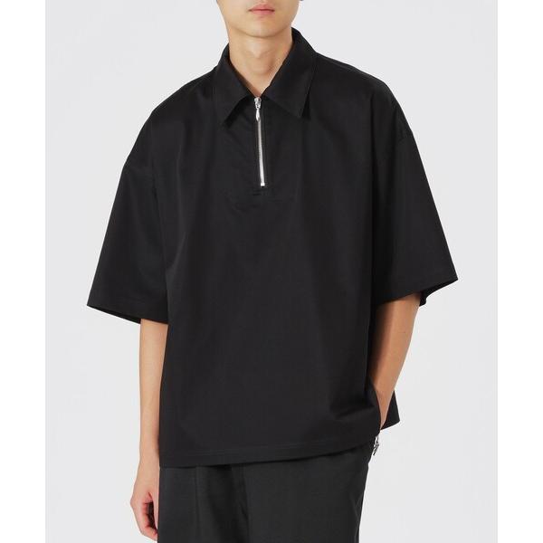 ポロシャツ シャンブレーサテンハーフジップポロ メンズ