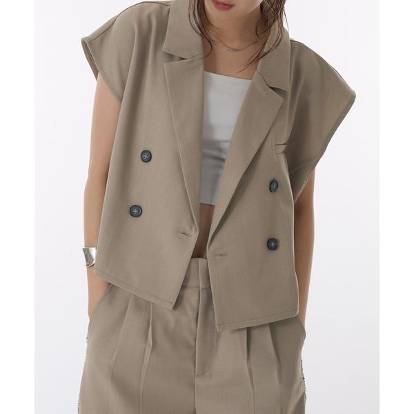 ベスト ジレ 「set up可能」sleeveless double-breasted jacket...