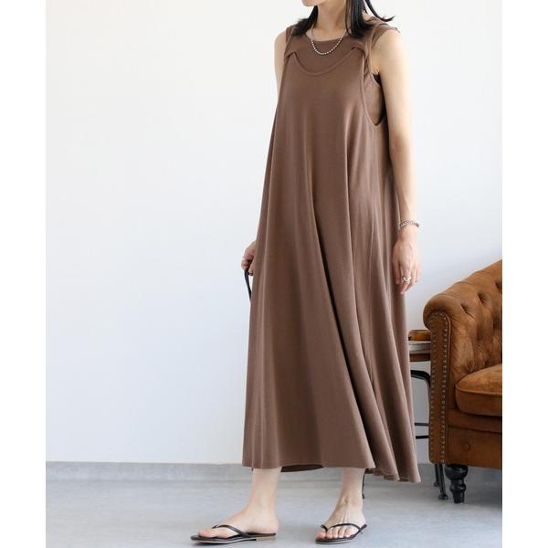 ワンピース 「前後2way」重ねレイヤーノースリーブワンピース