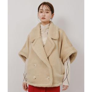 コート アウター ボアポンチョコート レディース