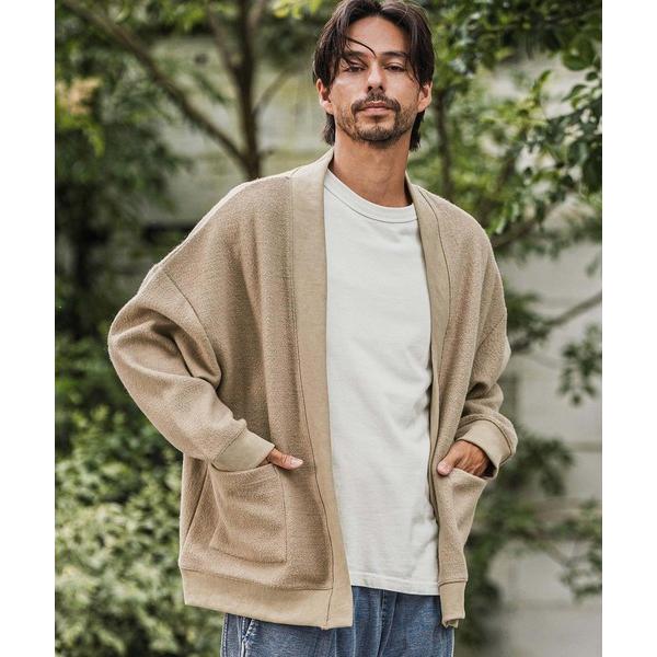 カーディガン mcg3677-ボタンレスニットソーカーディガン メンズ