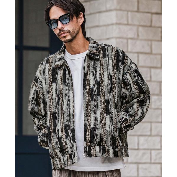 ブルゾン アウター mj10923-Stripe Mix Knit Zip Up Blouson ジ...