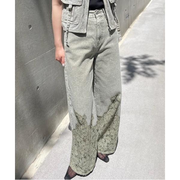 ジーンズ デニム デニムパンツ LACE DOCKING FADE DENIM PANTS レディー...