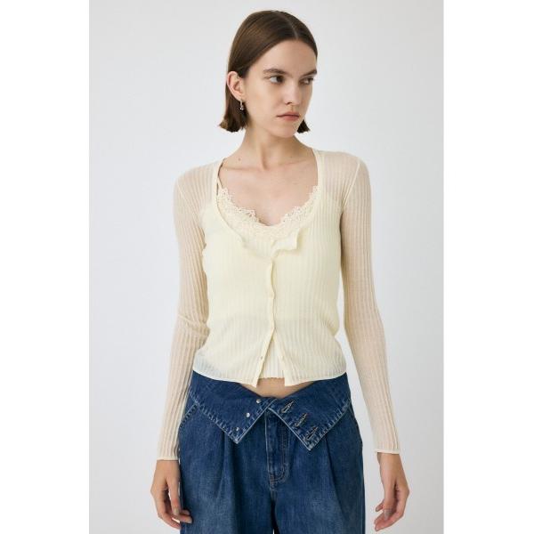 カーディガン 「セットアップ対応」SHEER RIB カーディガン レディース